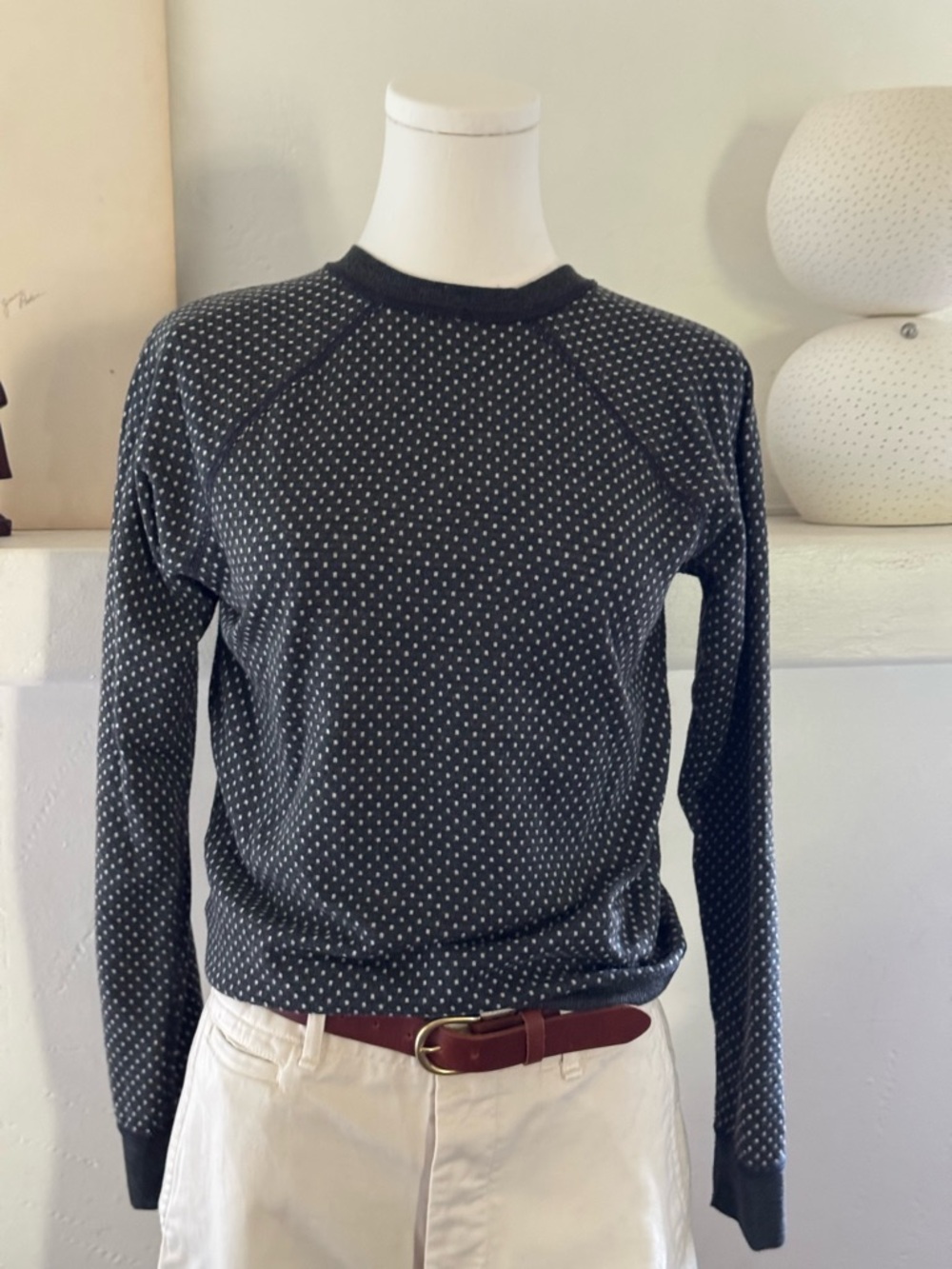 Marine Layer Reversible Sweatshirt Small | Striped & Dot | Cozy Cotton Blend